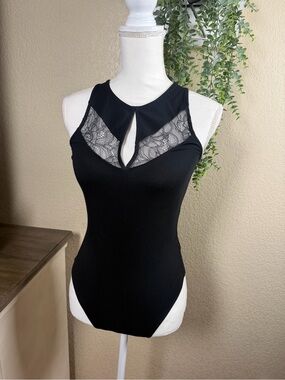 Express Black Lace Keyhole Sleeveless Bodysuit